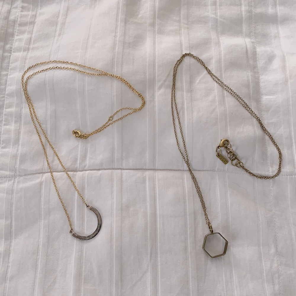 Set of Two Gold Geometric Necklaces